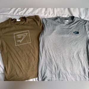 Men’s bundle gymshark and north face tshirts